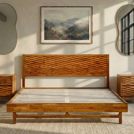 Acacia Elara Platform Bed Frame with Headboard - Stylish and Durable Design