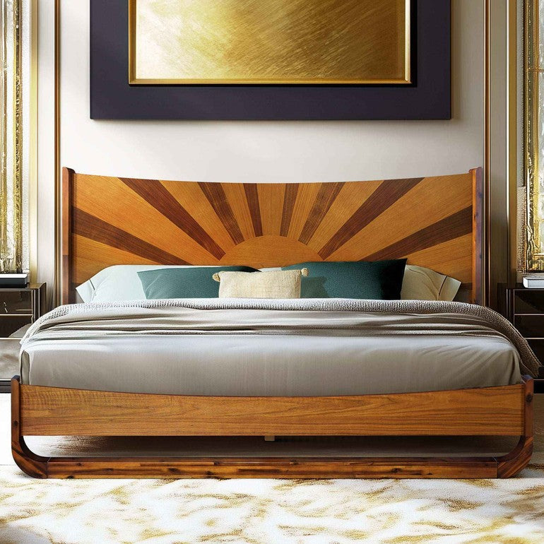 Rorns Sunset Platform Bed Frame With Headboard for Ultimate Bedroom Style