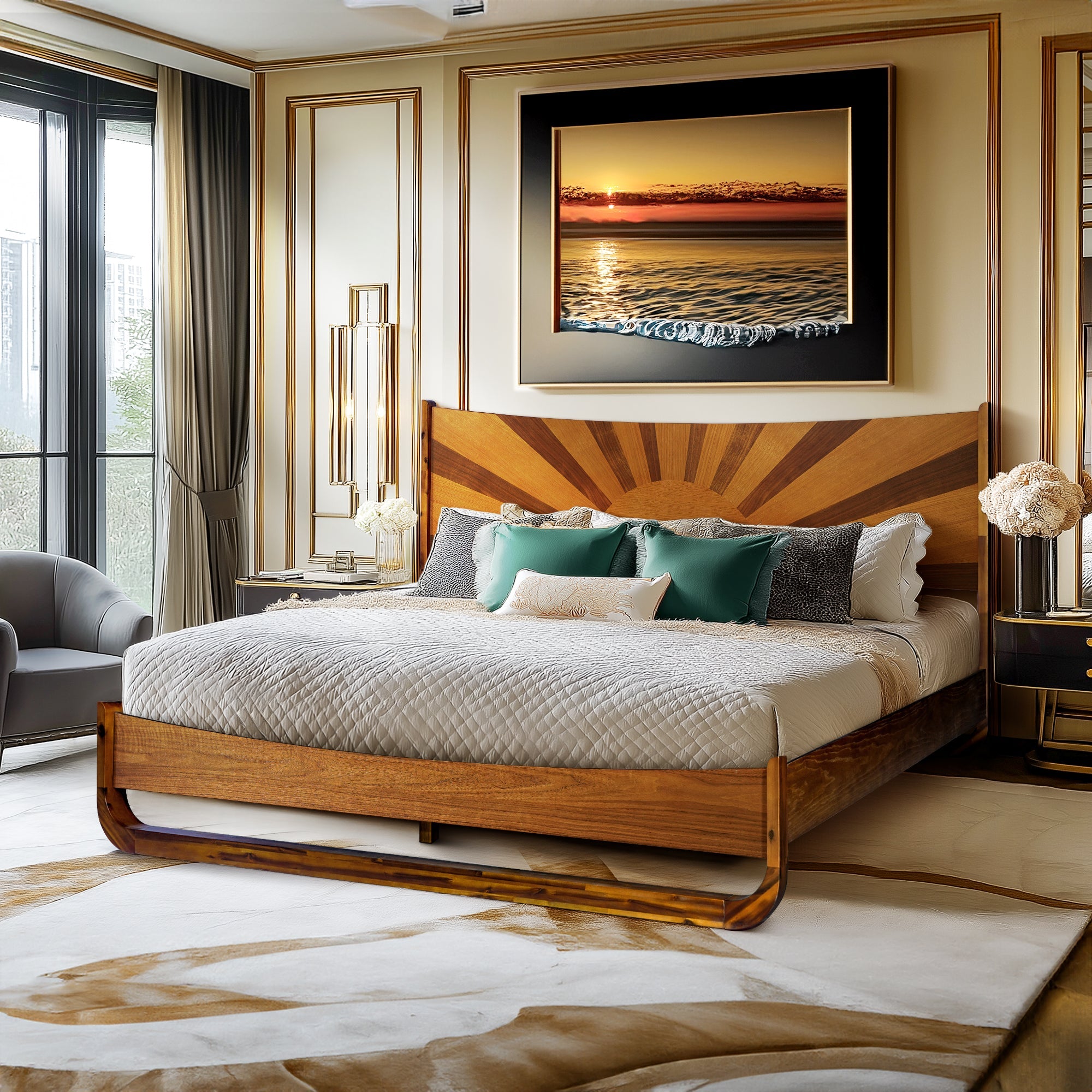 Rorns Sunset Platform Bed Frame With Headboard for Ultimate Bedroom Style