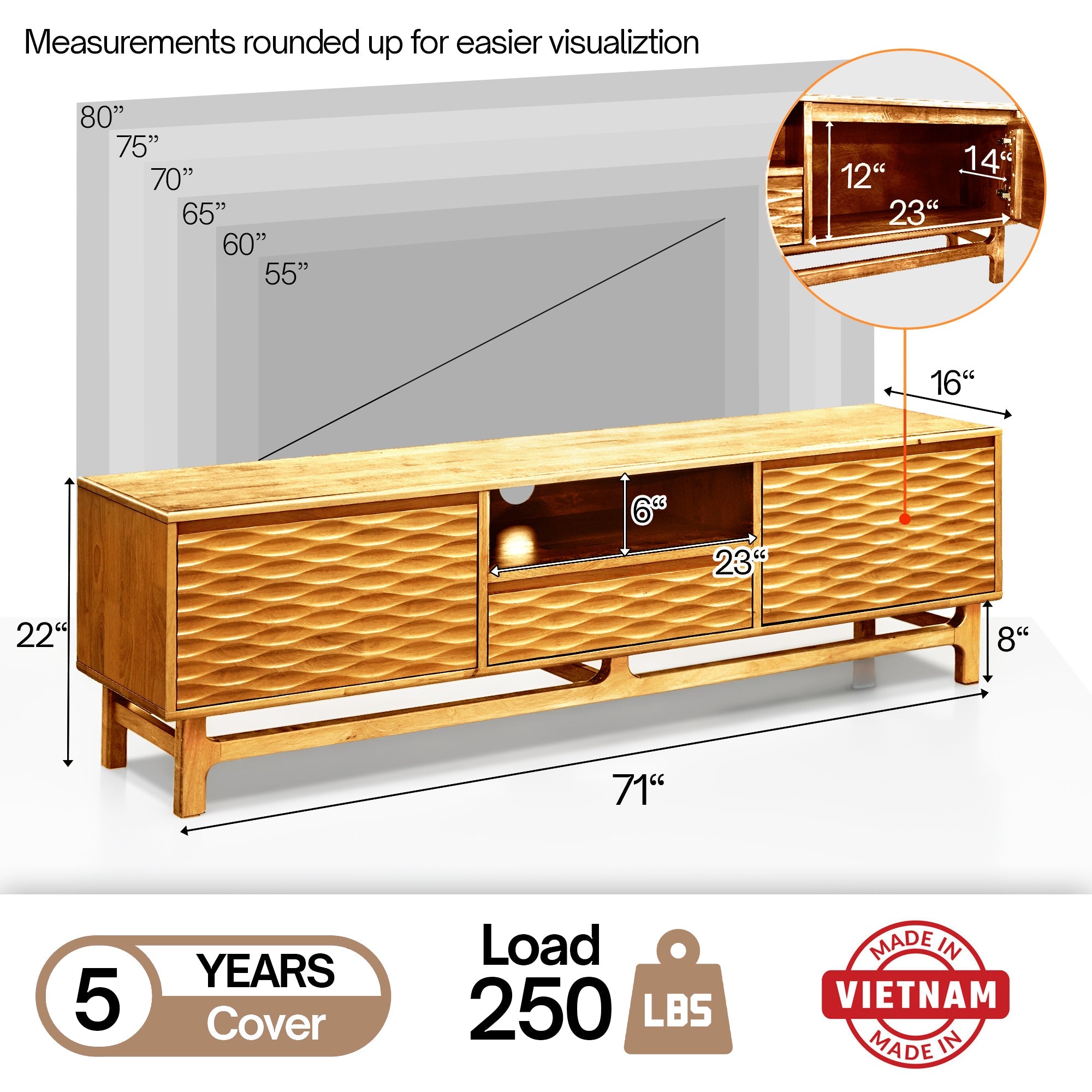 WoodSpire Elara Solid Wood TV Stand