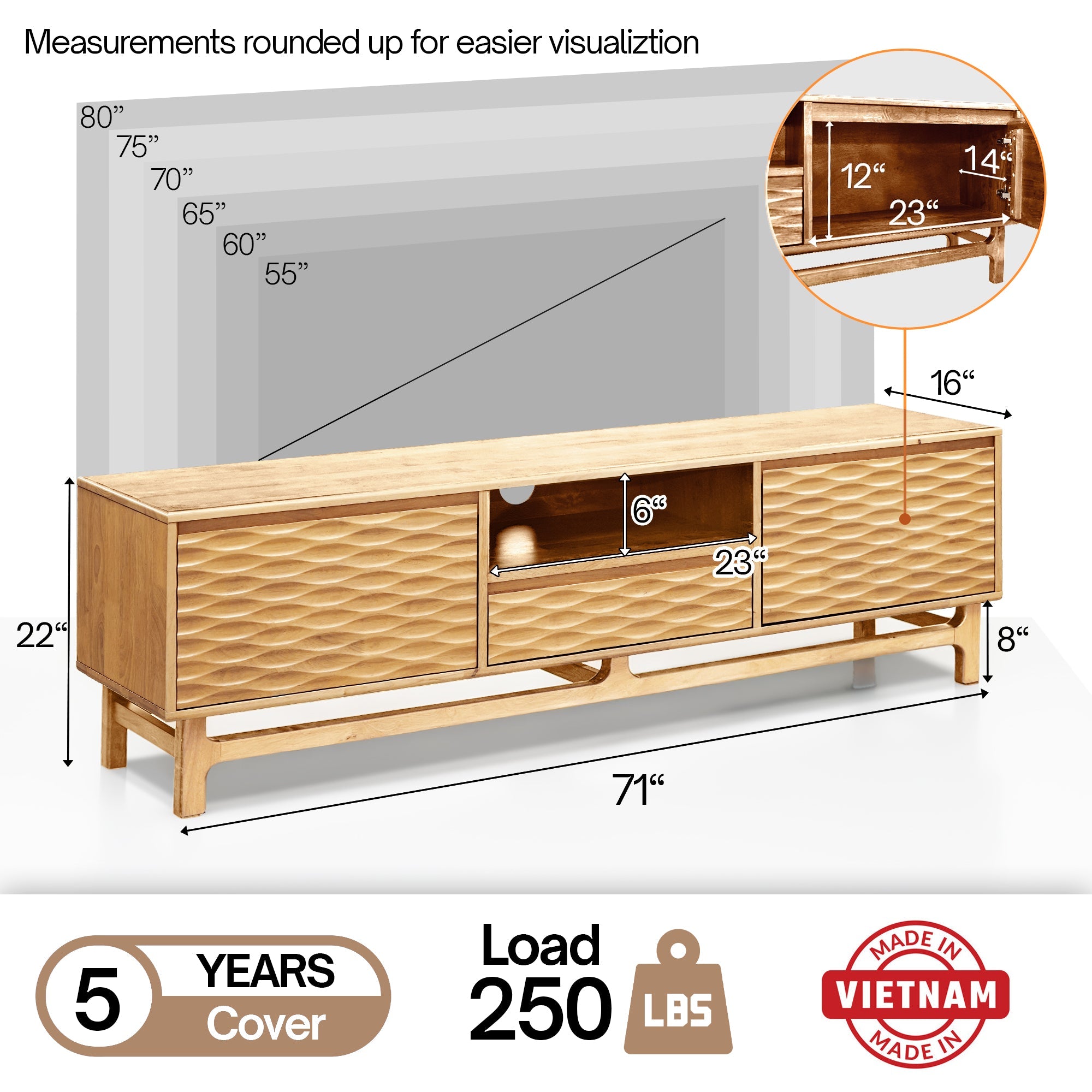 WoodSpire Elara Solid Wood TV Stand
