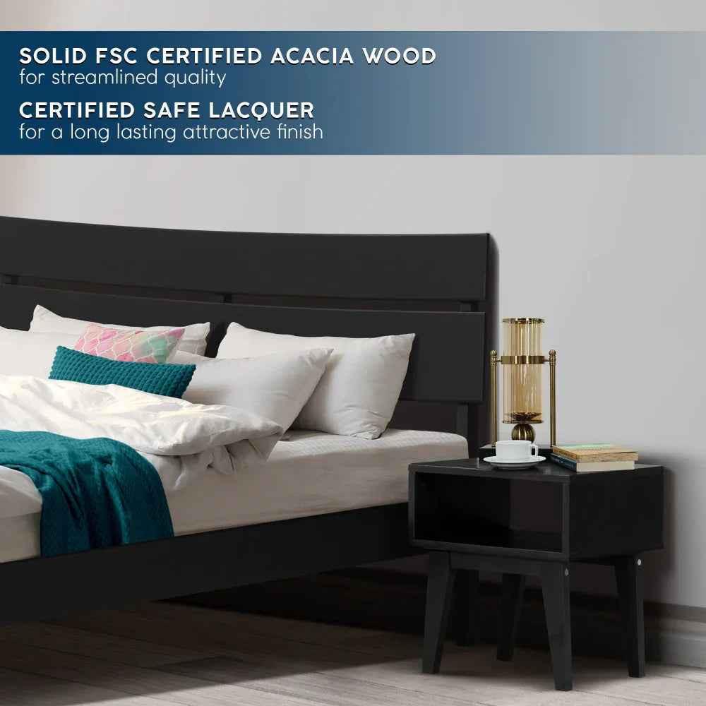 Acacia Aurora Bed Frame & Nightstand Set for Stylish Bedrooms