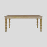 French Country 72" Rectangular Dining Table, Natural-Rustic White