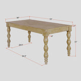 French Country 72" Rectangular Dining Table, Natural-Rustic White