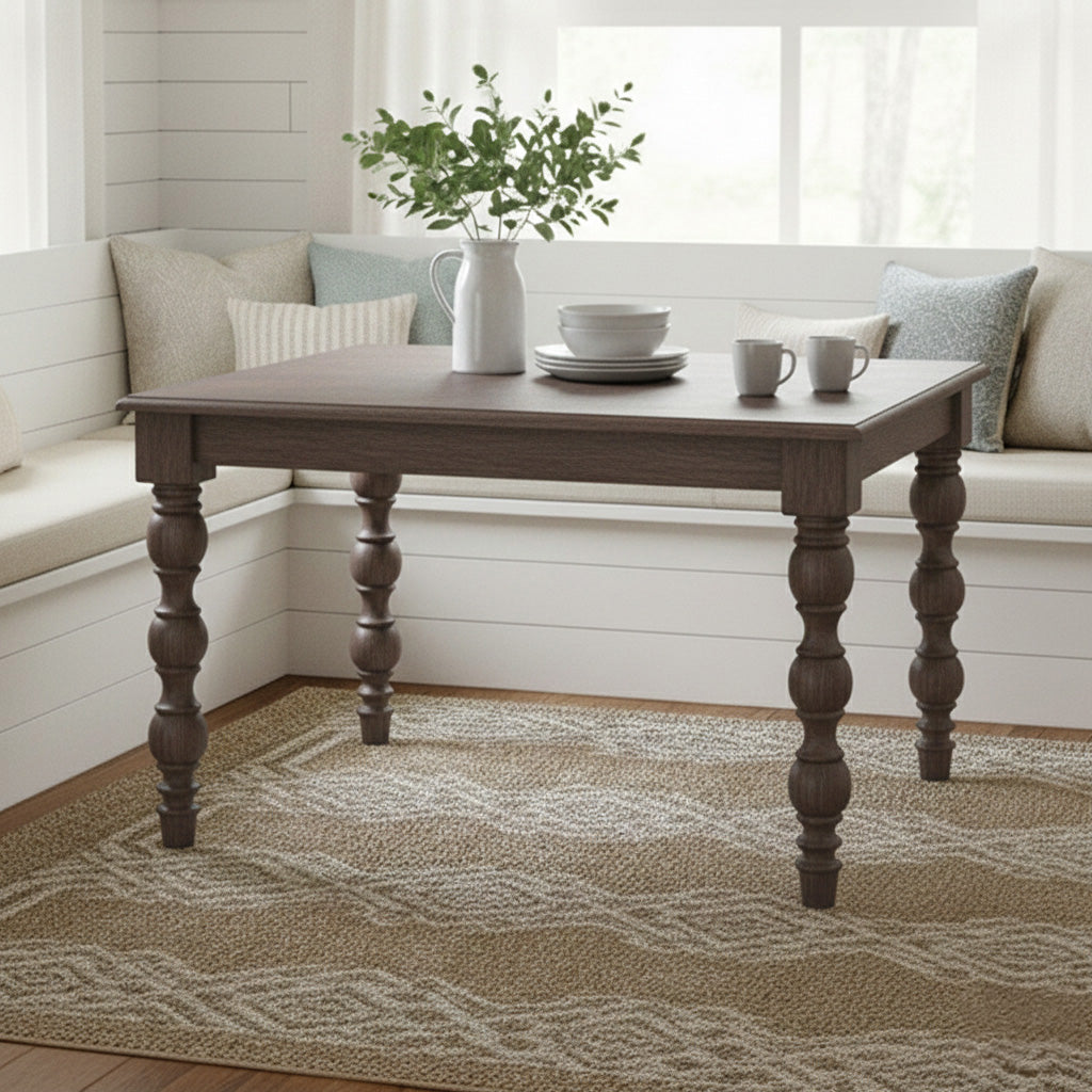 French Country 48" Square Dining Table, Coffee Brown