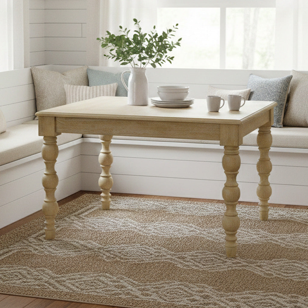French Country 48" Square Dining Table, Natural-Rustic White