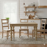 French Country 48" Square Dining Table, Natural-Rustic White