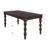 French Country 72" Rectangular Dining Table, Coffee Brown