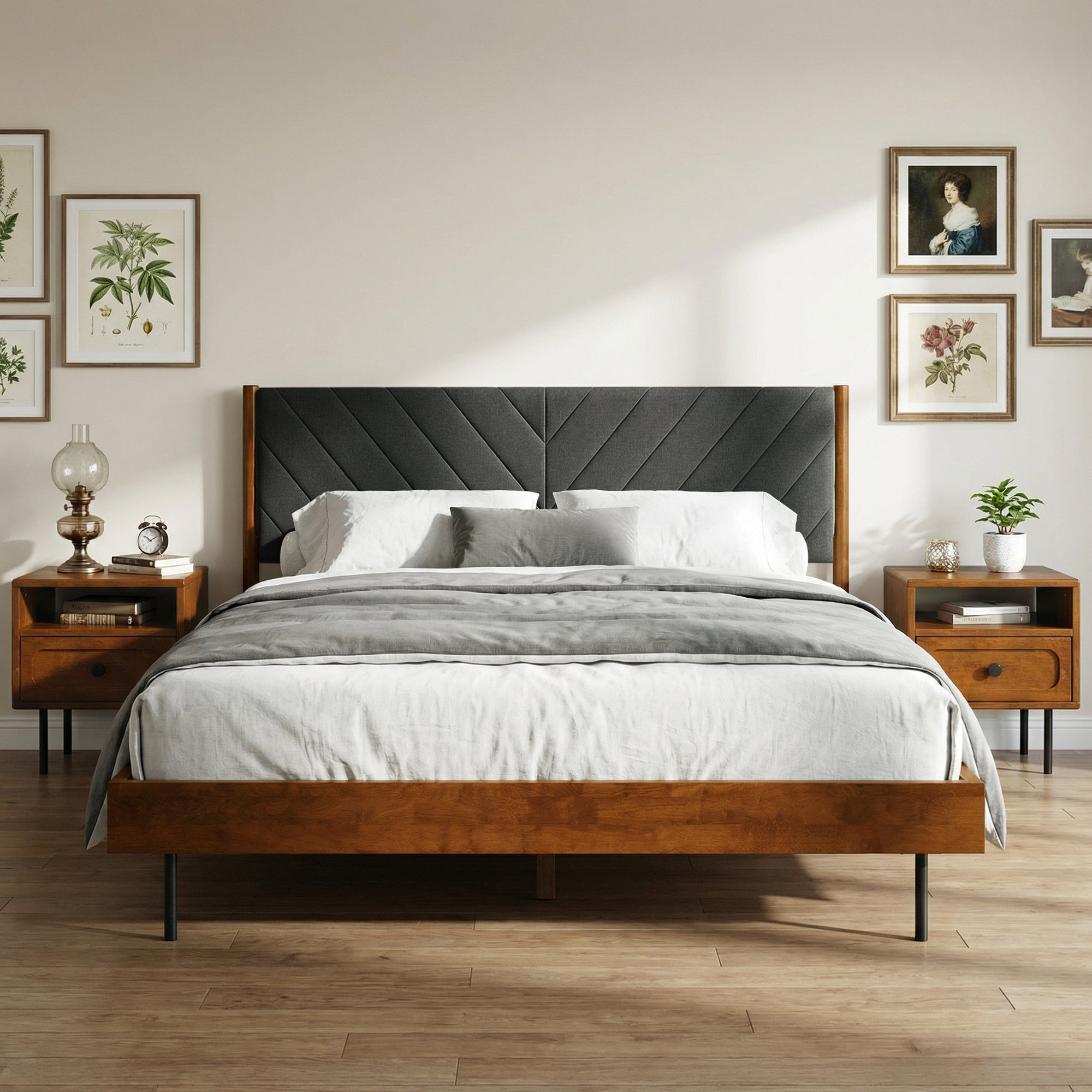 Acacia Astoria Upholstered Solid Wood Bed Frame for Elegant Bedrooms