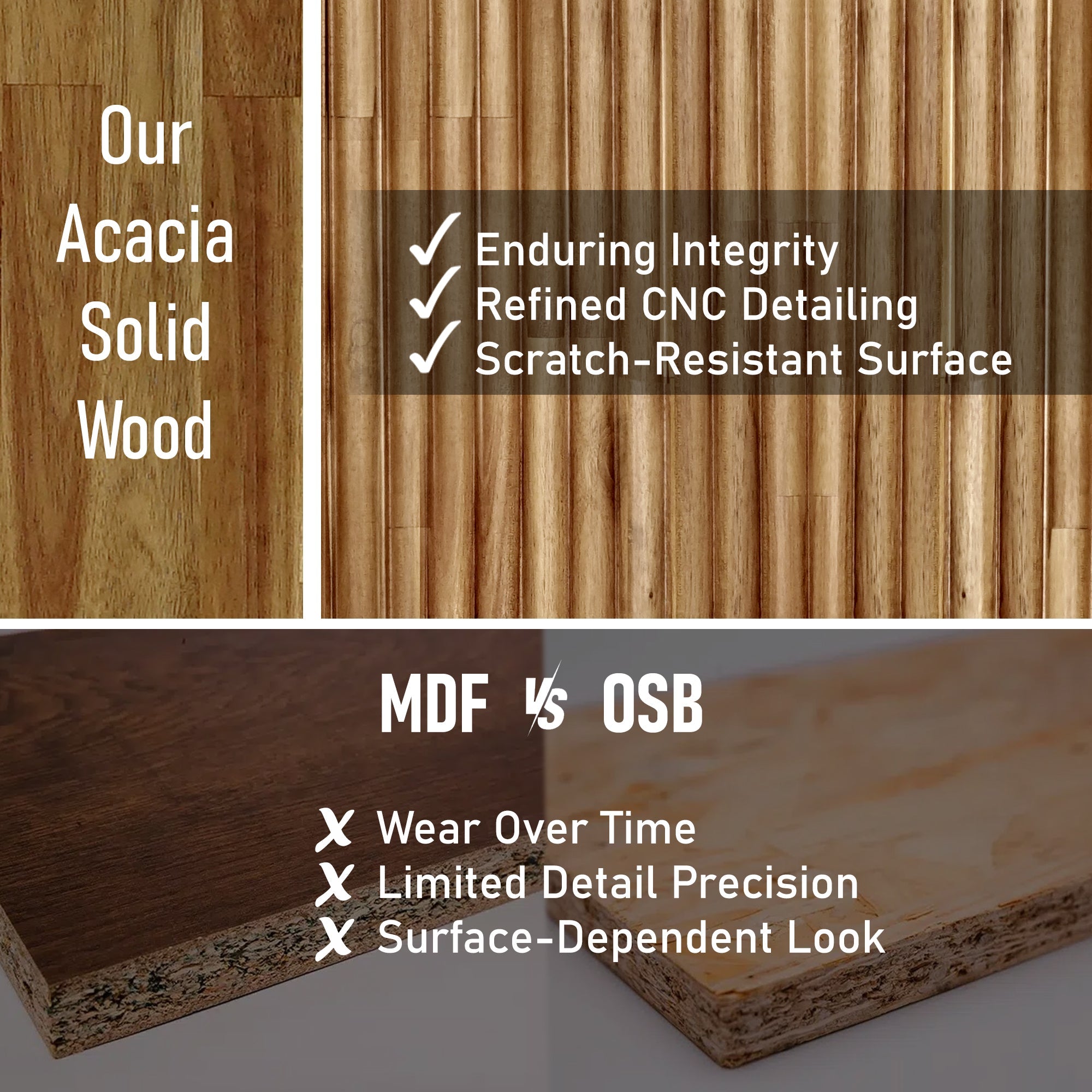 Megsu Bosk Acacia Wood Bed Frame with Headboard