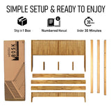 Megsu Bosk Acacia Wood Bed Frame with Headboard