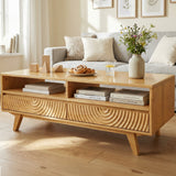 Acacia Harmony Wooden Coffee Table with Drawers & Open Storage