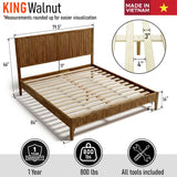 Megsu Bosk Acacia Wood Bed Frame with Headboard