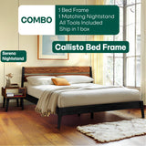 Acacia Callisto Solid Wood Bed Frame and Nightstand Set for a Stylish Bedroom