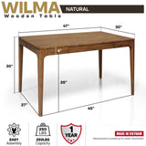ACACIA Wilma 48” Rubber Wood Rectangular Writing Desk