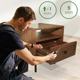 Acacia Savana Mid-Century Modern Single Drawer Solid Wood Nightstand