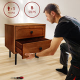 Acacia Savana Mid-Century 2 - Drawer Solid Wood Nightstand