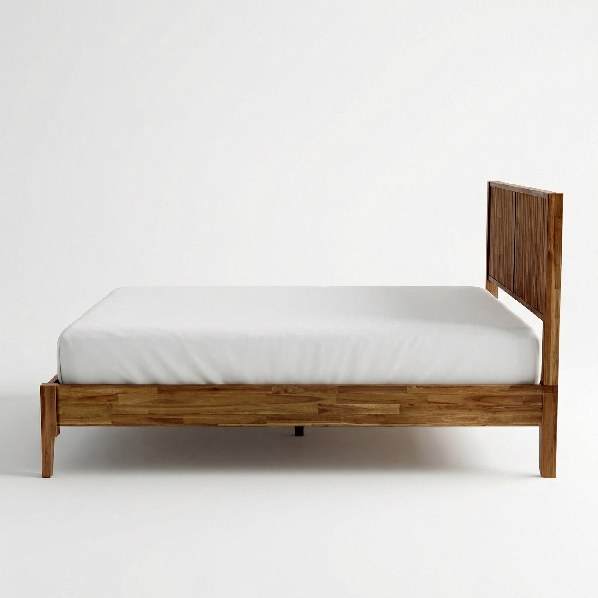 Megsu Bosk Acacia Wood Bed Frame with Headboard