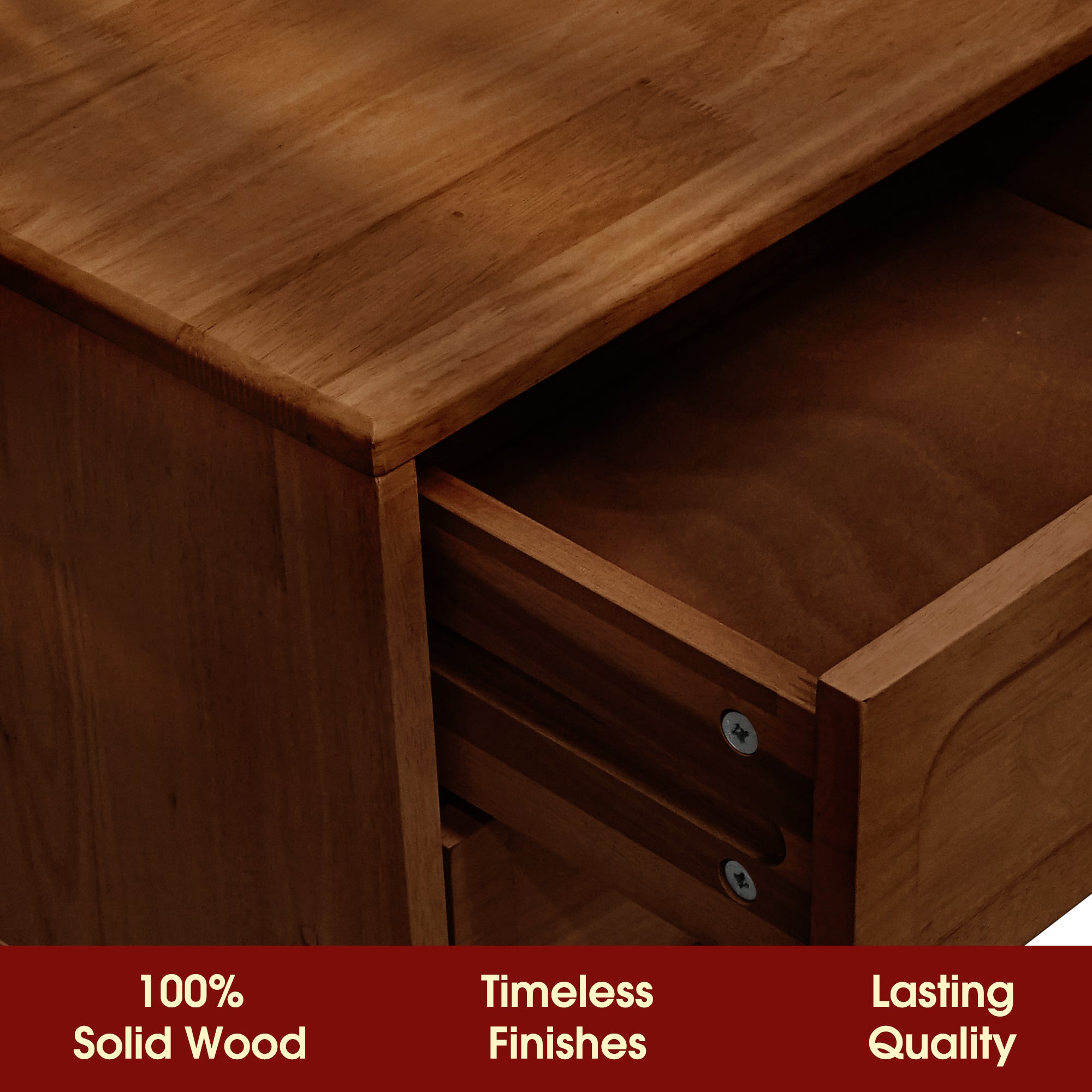 Acacia Savana Mid-Century 2 - Drawer Solid Wood Nightstand