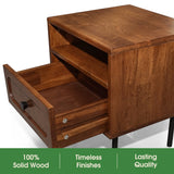 Acacia Savana Mid-Century Modern Single Drawer Solid Wood Nightstand