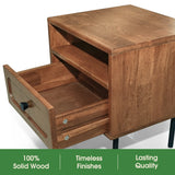 Acacia Savana Mid-Century Modern Single Drawer Solid Wood Nightstand