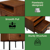 Acacia Savana Mid-Century Modern Single Drawer Solid Wood Nightstand