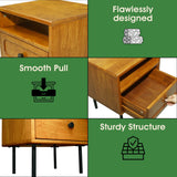 Acacia Savana Mid-Century Modern Single Drawer Solid Wood Nightstand
