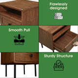 Acacia Savana Mid-Century Modern Single Drawer Solid Wood Nightstand