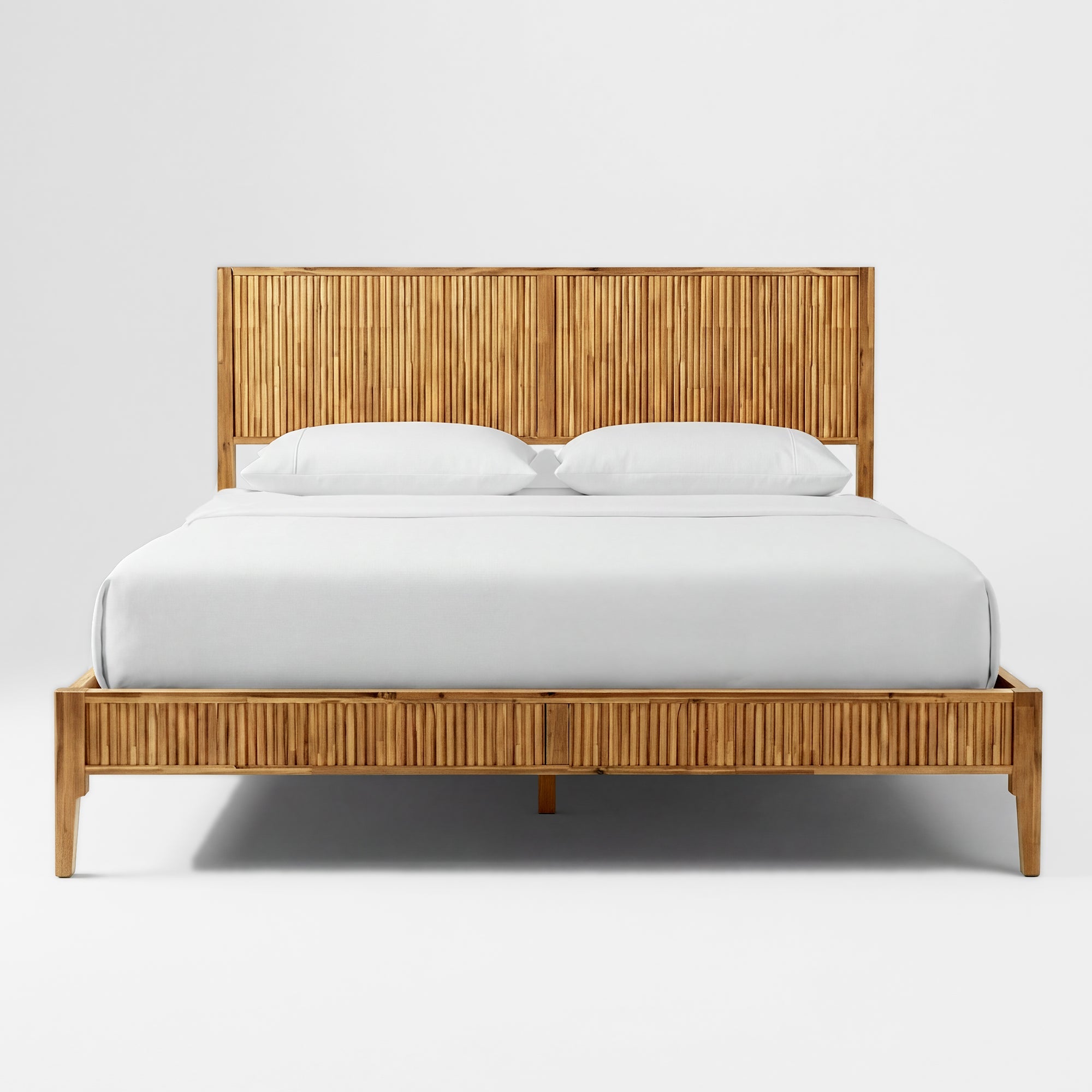 Megsu Bosk Acacia Wood Bed Frame with Headboard