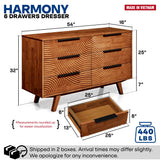 Acacia Harmony Dresser with 6 Drawers for Stylish Storage