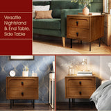 Acacia Savana Mid-Century 2 - Drawer Solid Wood Nightstand