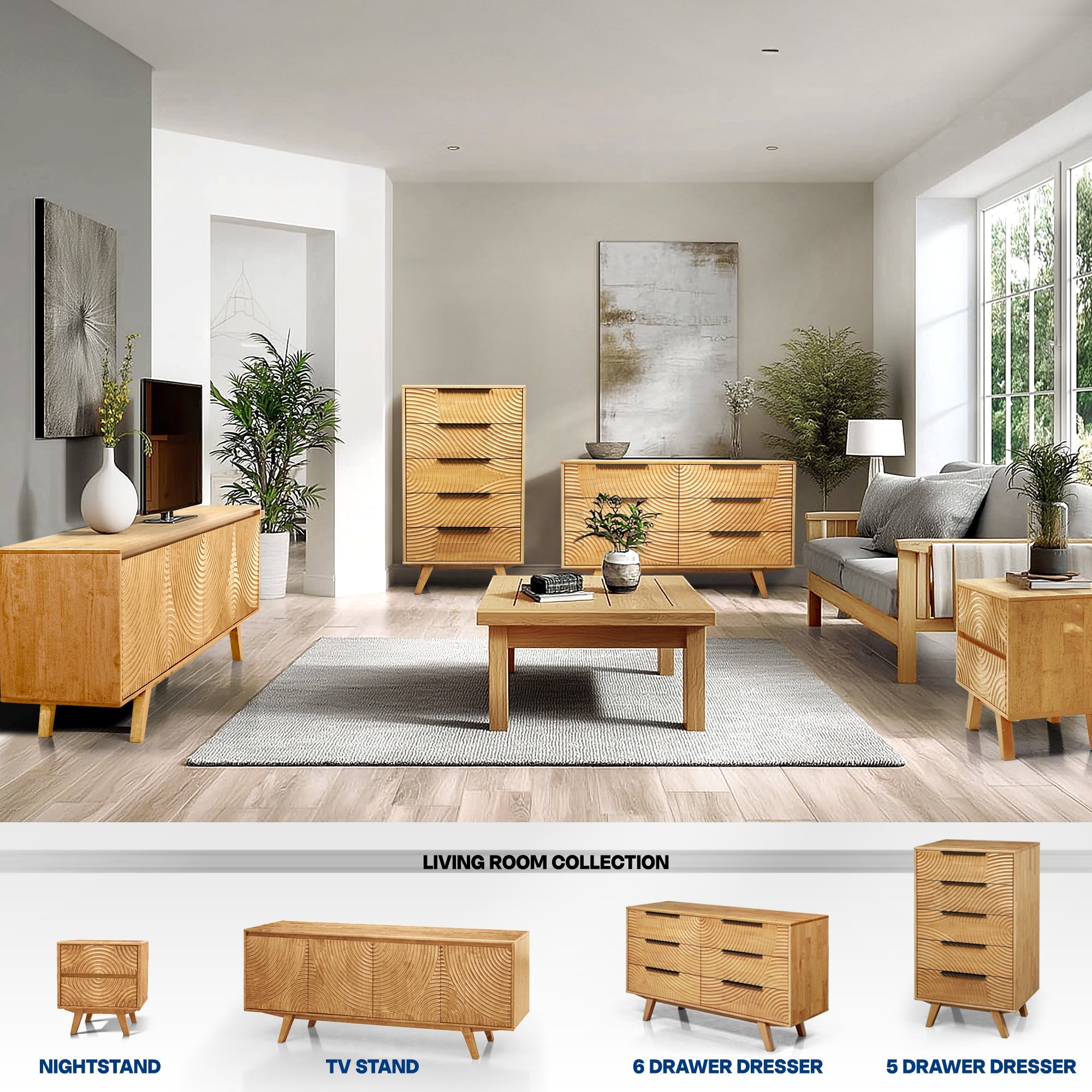 Acacia Harmony Dresser with 6 Drawers for Stylish Storage