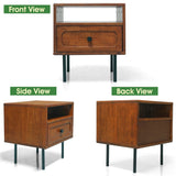 Acacia Savana Mid-Century Modern Single Drawer Solid Wood Nightstand