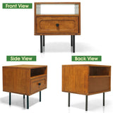 Acacia Savana Mid-Century Modern Single Drawer Solid Wood Nightstand