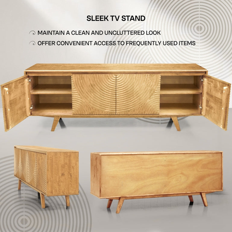 Acacia Harmony TV Stand with Storage for TVs up to 80 Inches