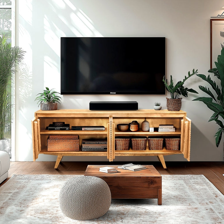 Acacia Harmony TV Stand with Storage for TVs up to 80 Inches