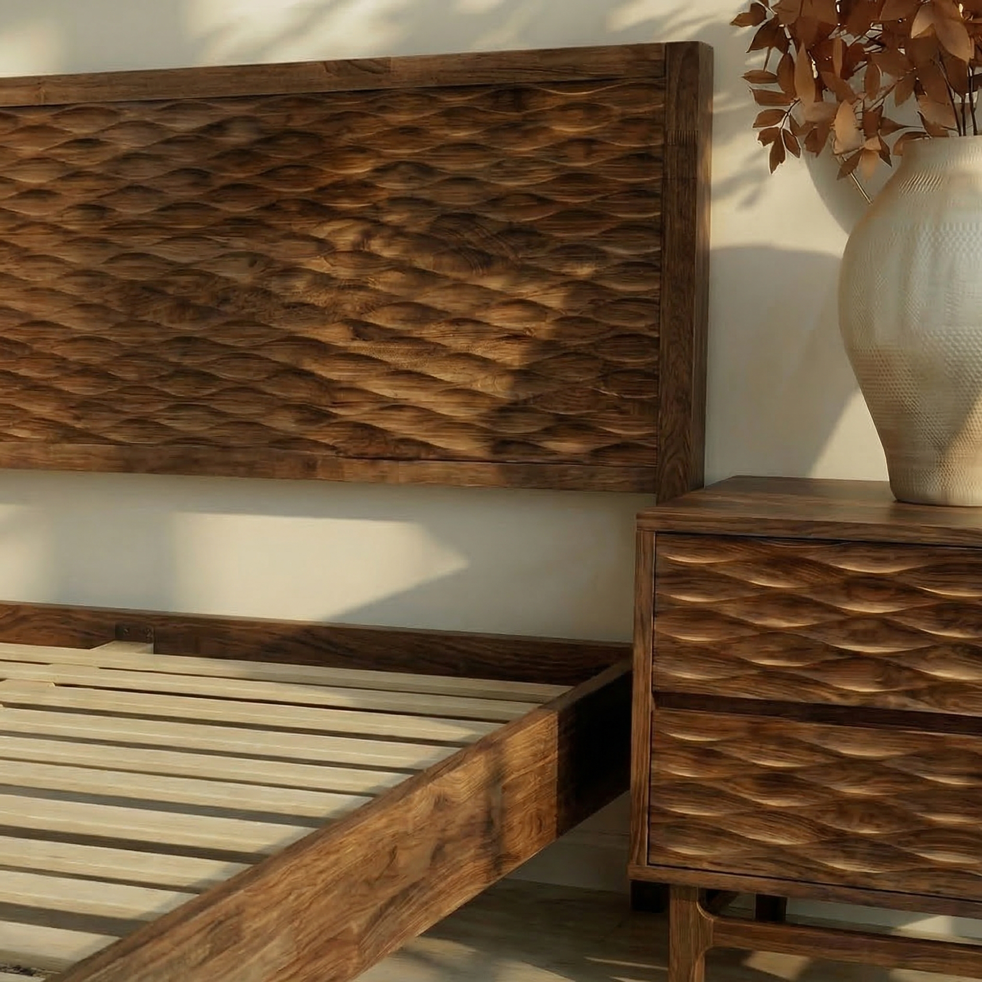 Acacia Elara Platform Bed Frame with Headboard - Stylish and Durable Design