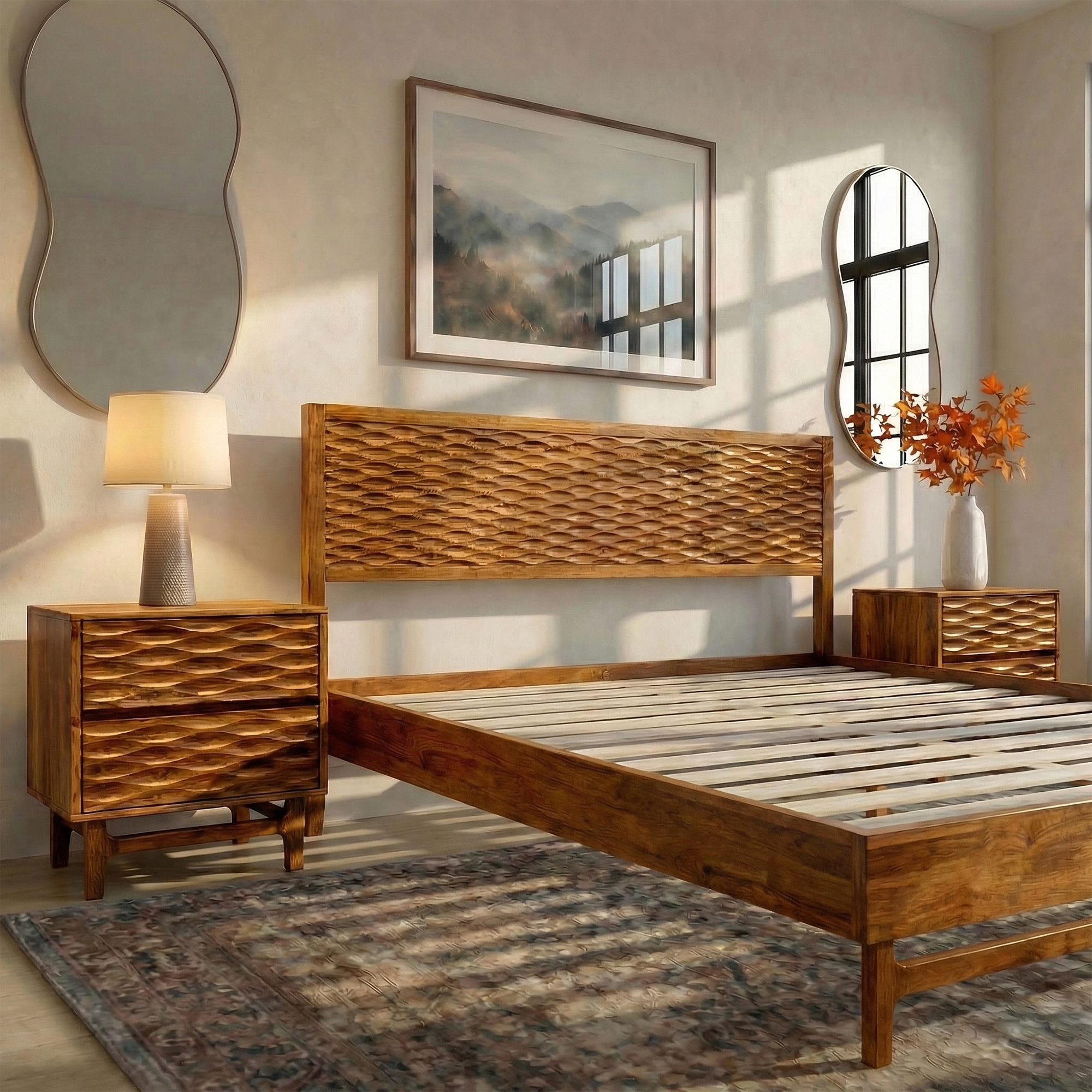 Acacia Elara Platform Bed Frame with Headboard - Stylish and Durable Design
