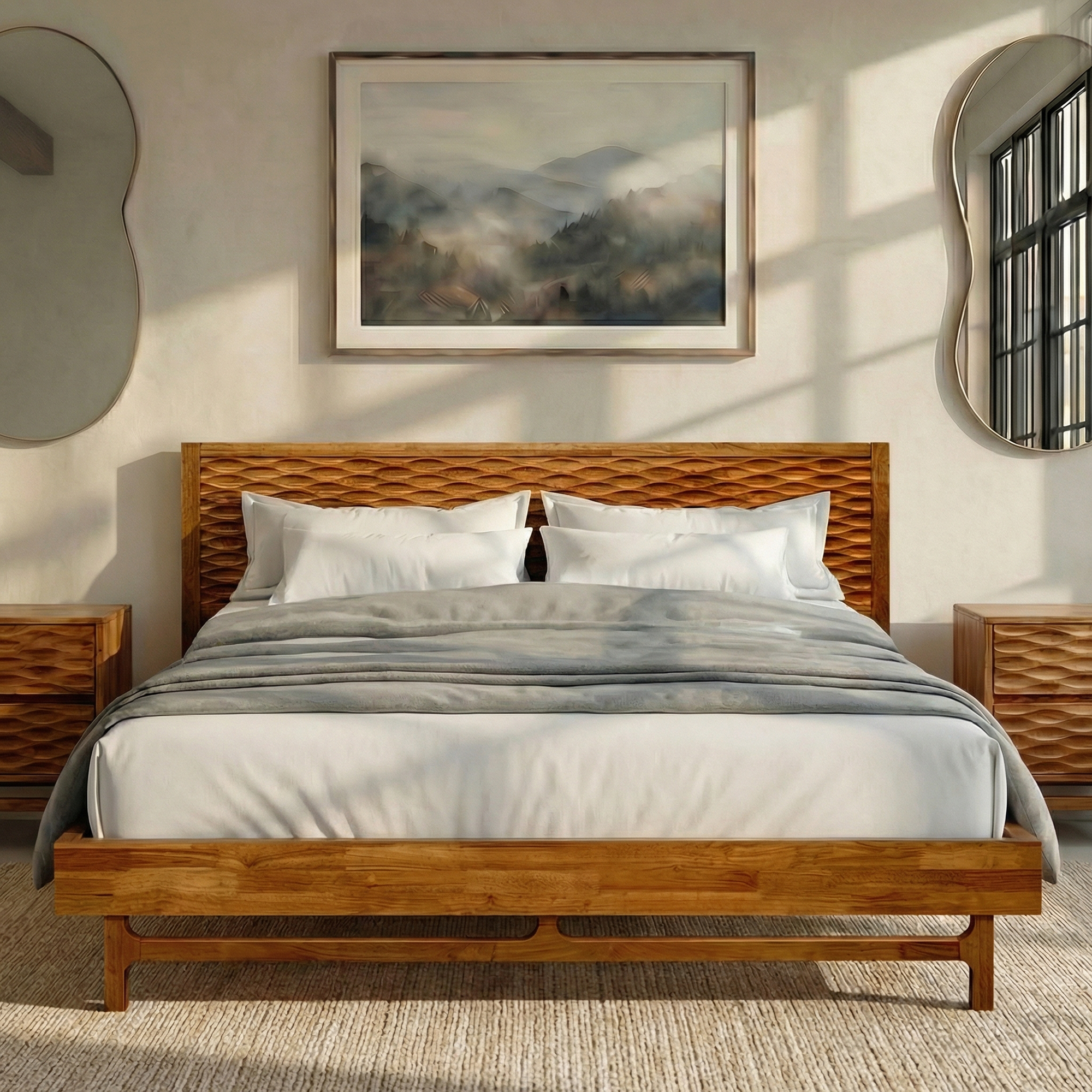 Acacia Elara Platform Bed Frame with Headboard - Stylish and Durable Design