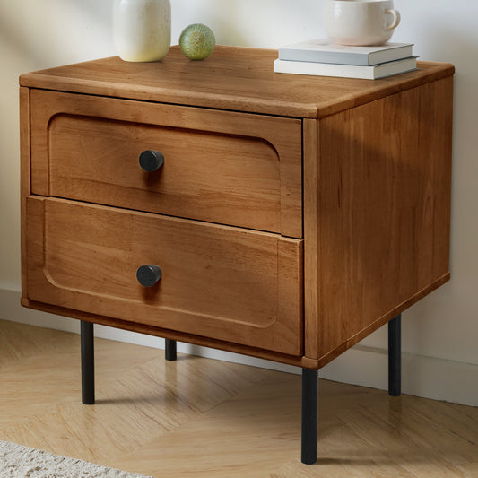 Acacia Savana Mid-Century 2 - Drawer Solid Wood Nightstand