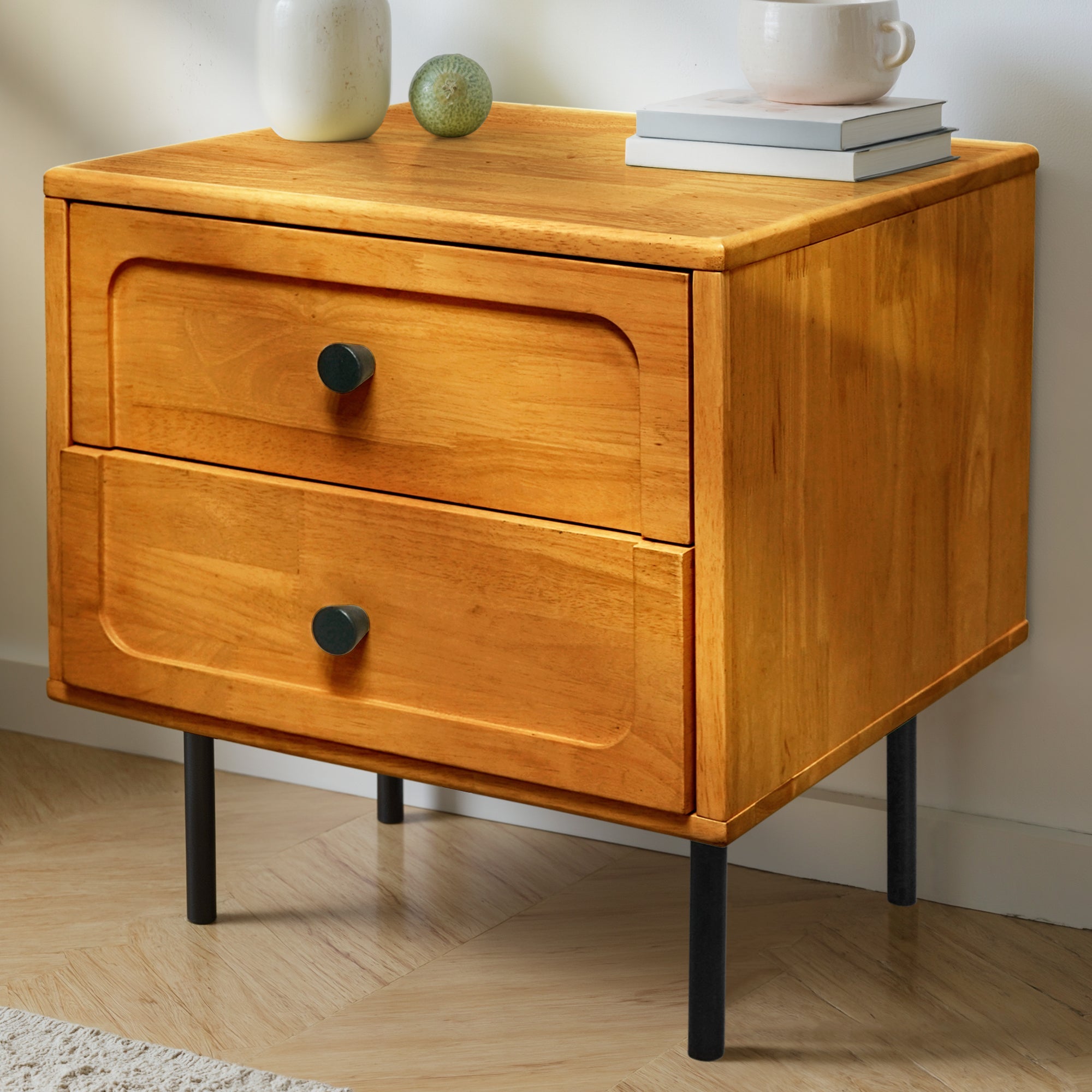 Acacia Savana Mid-Century 2 - Drawer Solid Wood Nightstand
