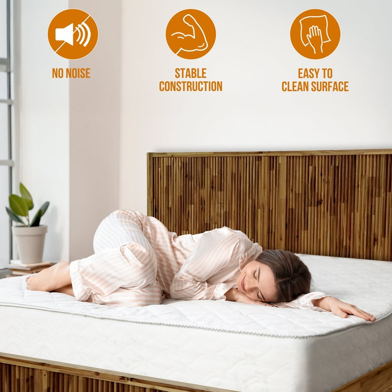 Megsu Bosk Acacia Wood Bed Frame with Headboard