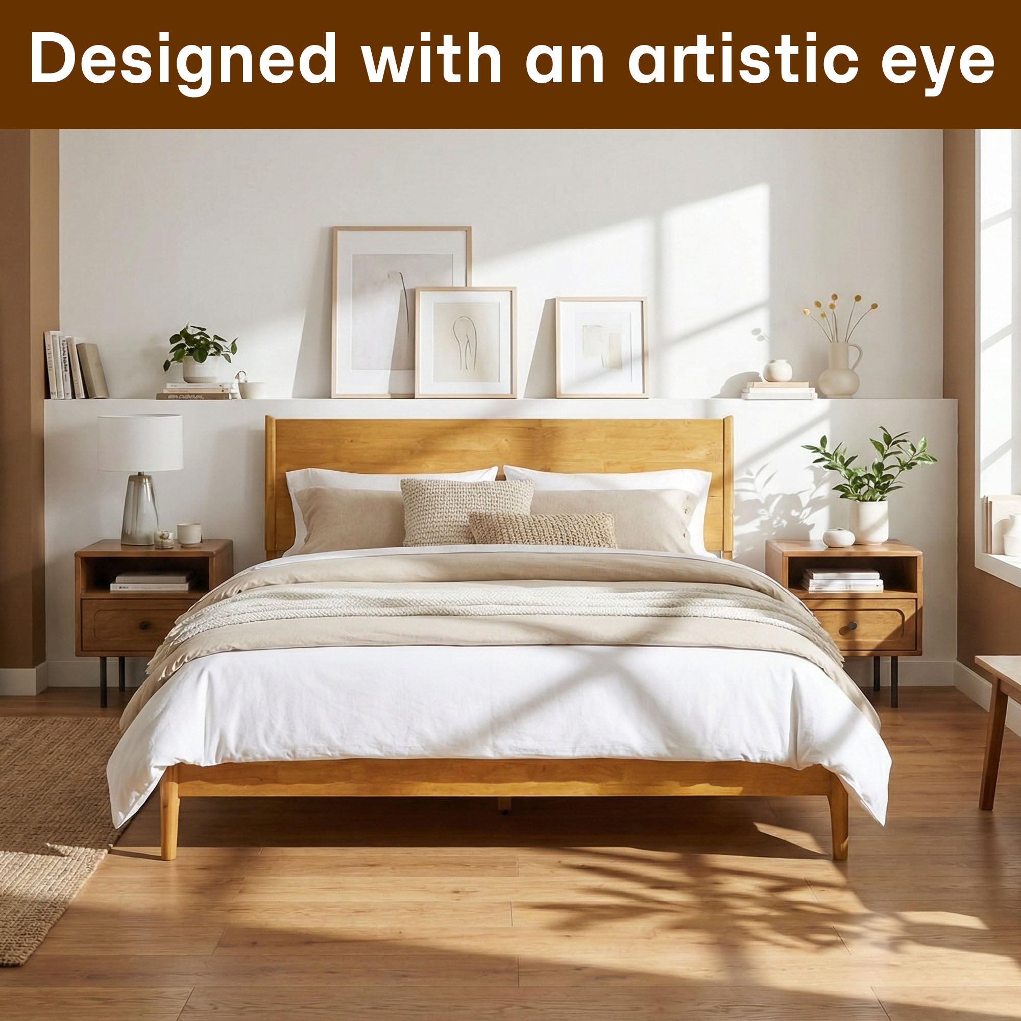 Acacia Haven Deluxe Wood Platform Bed Frame for Ultimate Comfort and Style