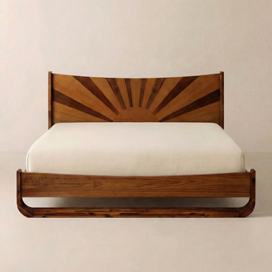 WoodSpire Sunset Solid Wood Bed Frame With Headboard
