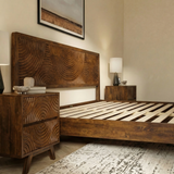 Acacia Harmony Solid Wood Platform Bed Frame with Headboard