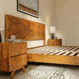 Acacia Harmony Solid Wood Platform Bed Frame with Headboard